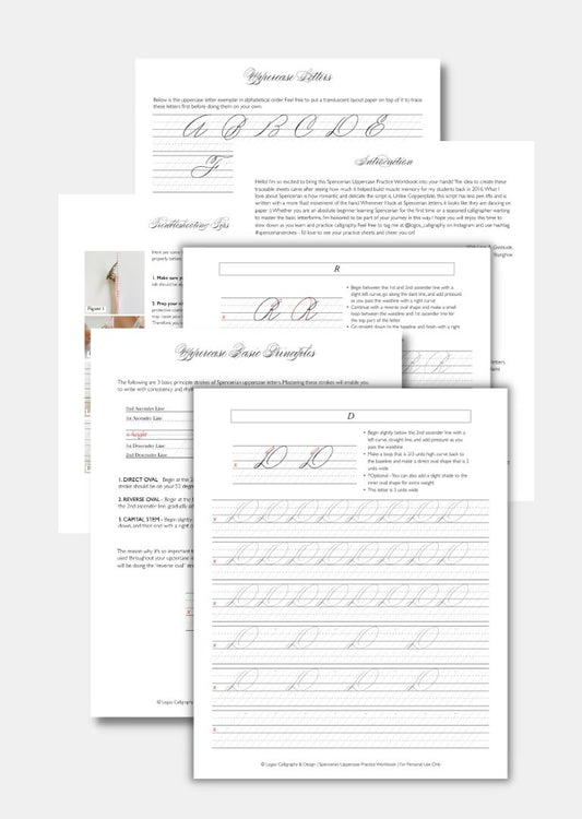 Digital Spencerian Practice Workbook - Uppercase Letters