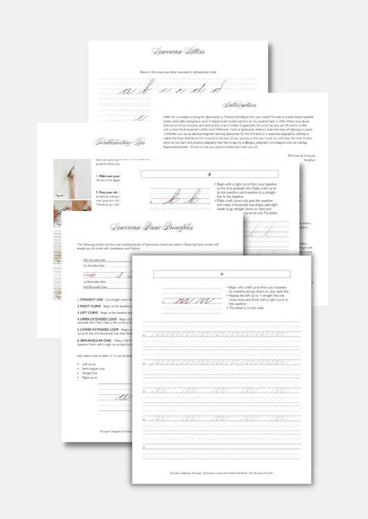 Digital Spencerian Practice Workbook - Lowercase Letters