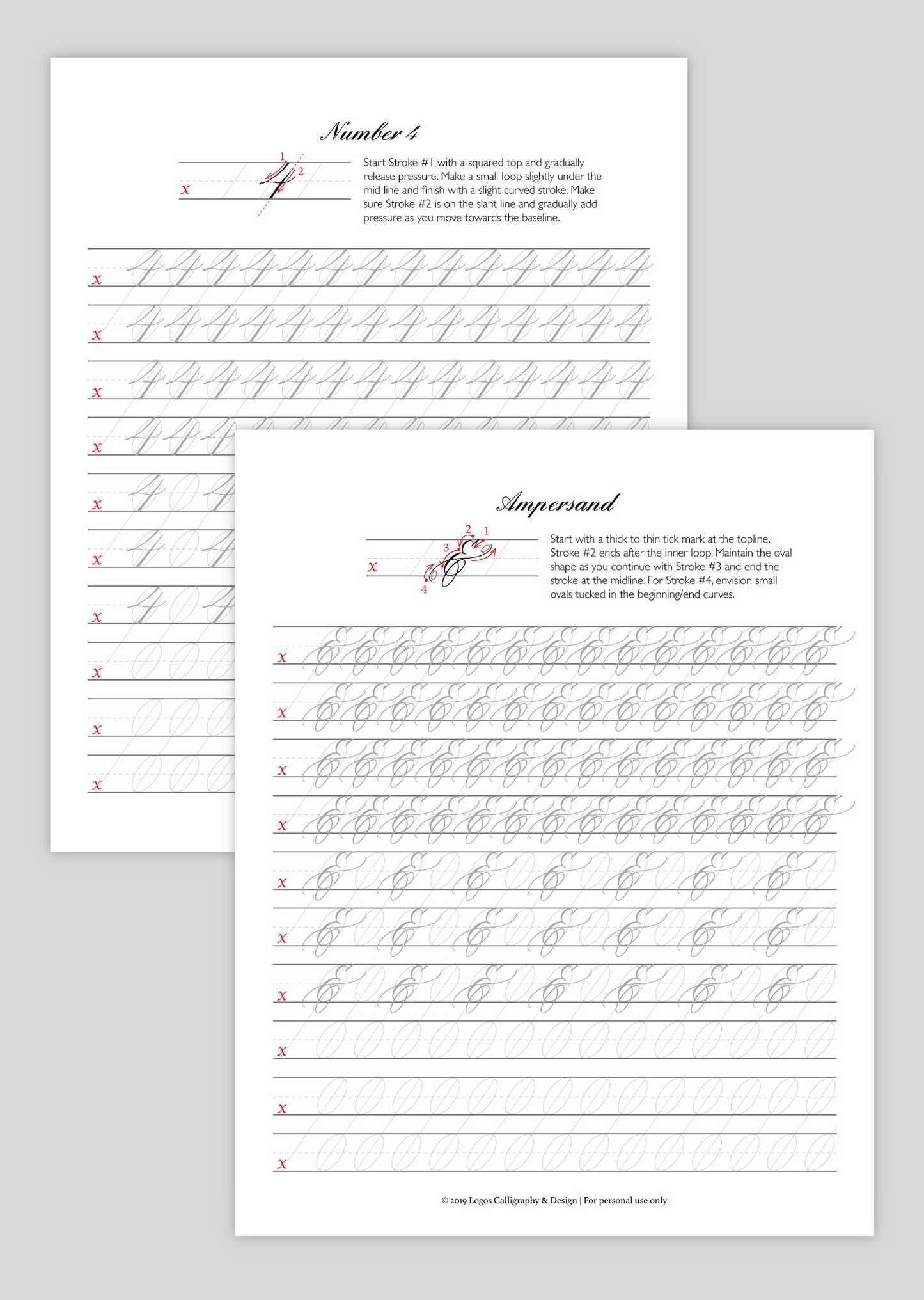 Digital Copperplate Practice Workbook - Numbers & Symbols
