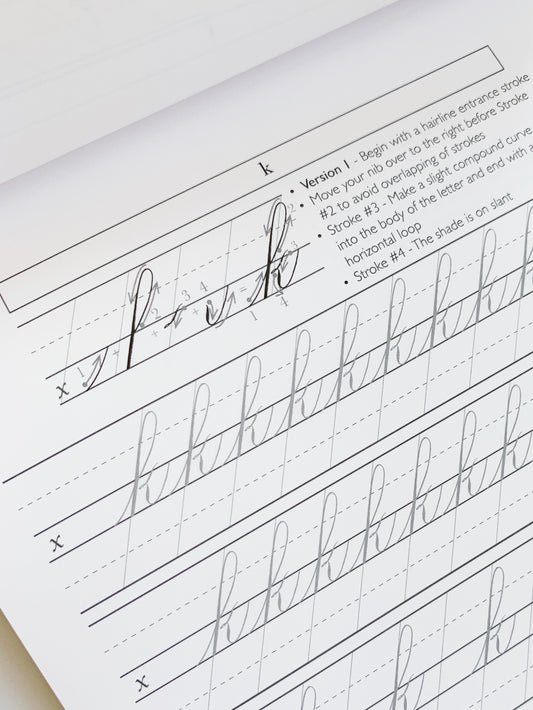 Copperplate Practice Pad - Lowercase Letters