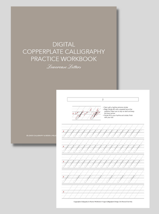 Digital Copperplate Practice Workbook - Lowercase Letters