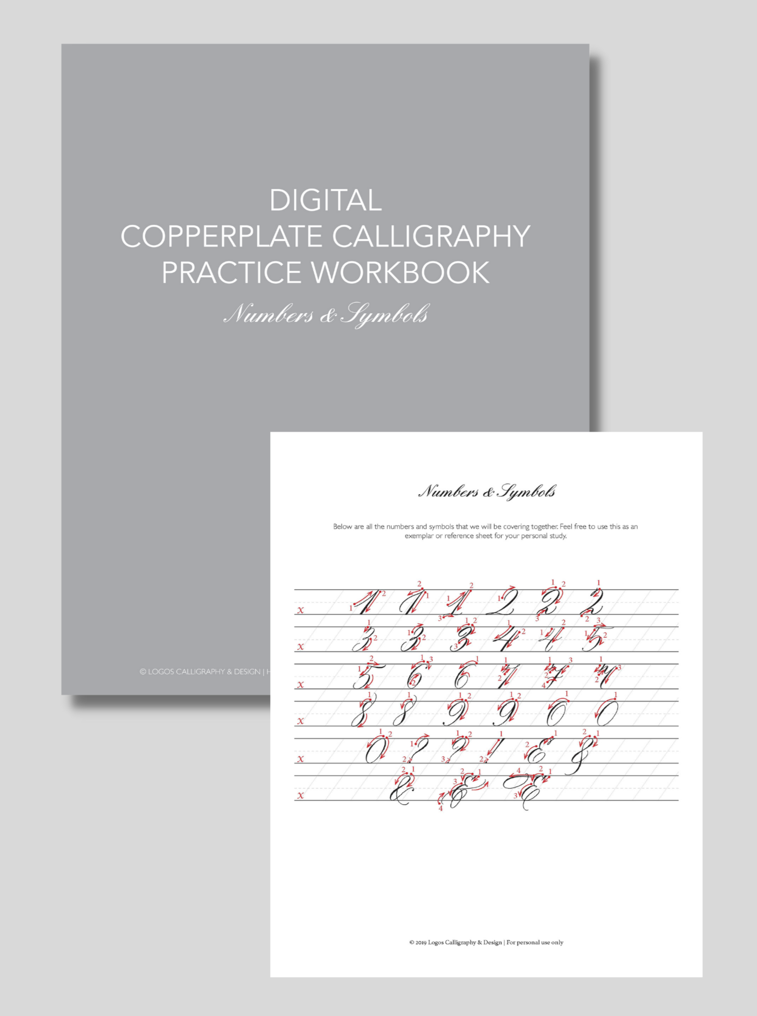 Digital Copperplate Practice Workbook - Numbers & Symbols