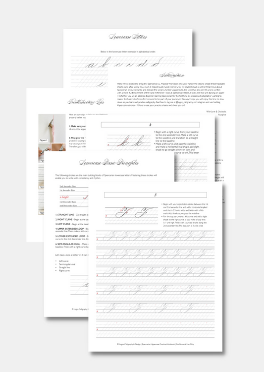 Digital Spencerian Practice Workbook - Bundled (Lowercase + Uppercase)