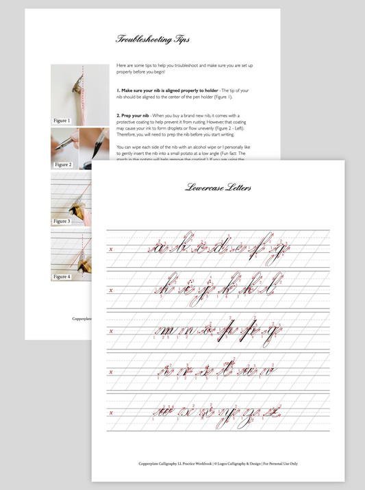 Digital Copperplate Practice Workbook - Lowercase Letters