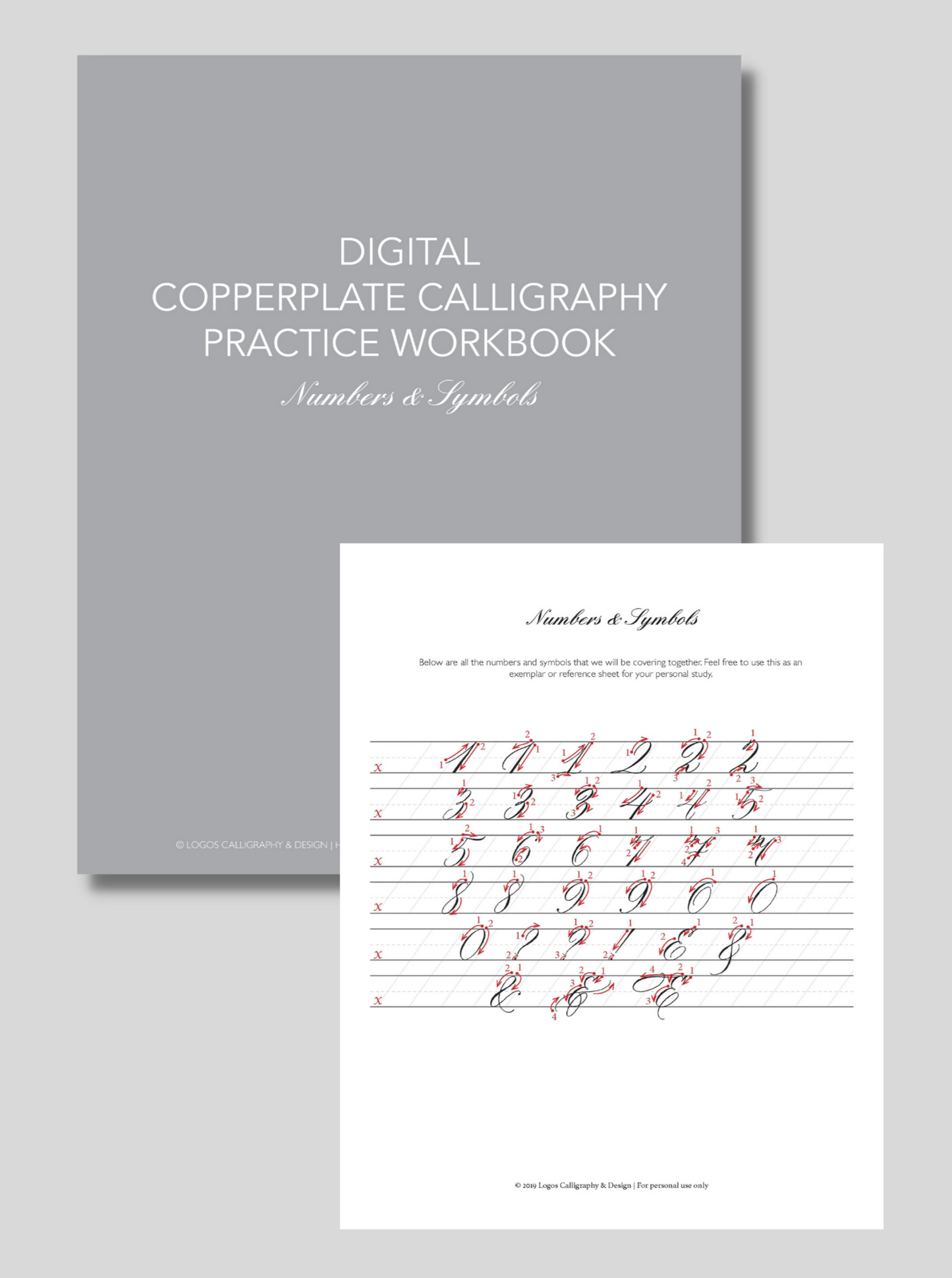 Digital Copperplate Practice Workbook - Numbers & Symbols