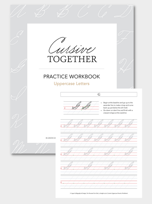 Digital Cursive Practice Workbook - Uppercase Letters