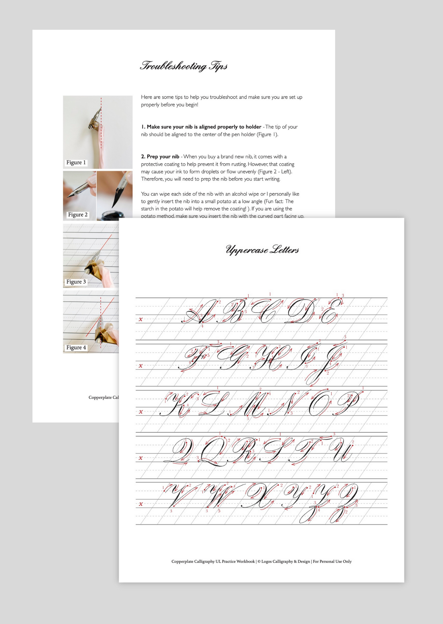 Digital Copperplate Practice Workbook - Uppercase Letters